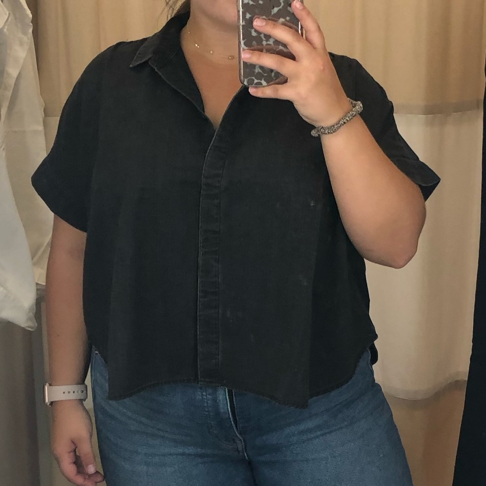 Cropped Denim courier shirt
